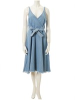 カシュクールデニムキャミワンピース/サックス