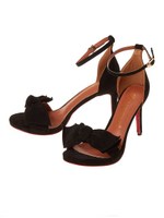 リボンスエードサンダル/ブラック