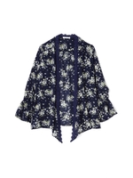 花柄短丈ガウン/ネイビー(120)