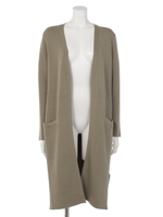 長袖ニットロングカーディガン/カーキ