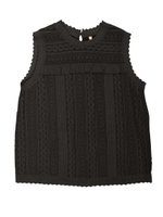 【La】レースノースリブラウス/ブラック