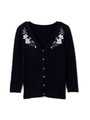 デコルテフラワーエンブロイダリー長袖カーディガン/ネイビー(120)