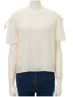 オープンショルダーリボンブラウス/ブラック