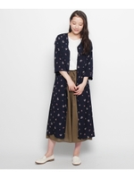 フラワー柄プリントVネックワンピース/サンドベージュ(053)