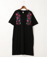 メキシカン花刺繍Tシャツワンピース