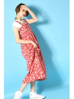 【AZUL by moussy】ランダムフラワー柄ワンピース/柄BEG