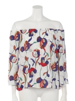 【anap mimpi】レトロ柄オフショルトップス/WH