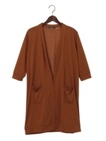 天竺ロングカーディガン 7分袖/ブラウン