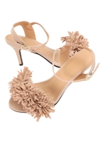 アンクルストラップフリンジサンダル/ブラック