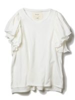 ラッフルスリーブカットソー/ホワイト