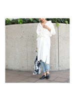 ウエストリボン シャツワンピース/ブラック