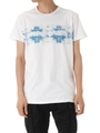 【AZUL by moussy】チマヨ柄ぼかしラインクルーネック半袖T/WHT