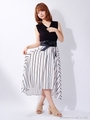 サッシュベルト付マルチストライプイレヘム/スカート/オフホワイト/ピンク
