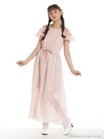 シフォンオフショルマキシワンピース/ピンク