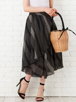 【Marie Hill】ドットシフォンフレアスカート/ブラック