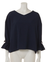 キャンディースリーブVネックブラウス/オフホワイト