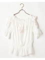 パフ袖刺繍TOPS/ネイビー