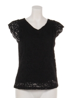 ラッフルレースブラウス/グレー