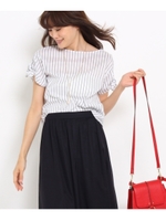 [L]〔洗える〕ストライプコンパクトブラウス/ホワイト(601)