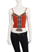 【La】エンブロイダリータッセルコンビキャミ/レッド