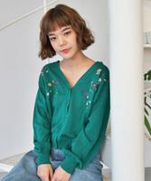 フラワー刺繍カーディガン