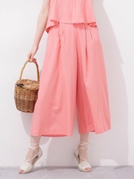 リネンブレンドワイドパンツ/ピンク