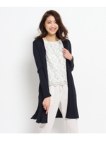 [L]〔洗える〕テレコ風オープンフロントカーディガン/オフホワイト(003)