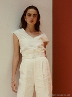 リネンVネックブラウス【nano・LIBRARY】/ホワイト