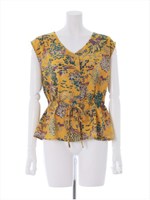 エスニック花柄ノースリーブブラウス/マスタード