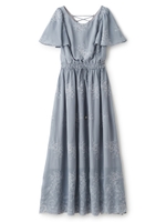 フラワーシシュウイリシフォンワンピ/オレンジ