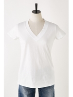 【AZUL by moussy】オーガニックコットンVネック半袖プルオーバー/O/WHT