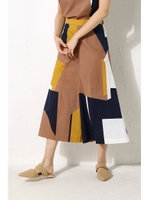 【AZUL by moussy】ジオメトリック柄ワイドパンツ/柄NVY