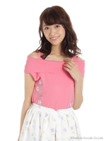 オフショル刺繍プルオーバ/ピンク