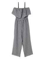 ギンガムオールインワン/ベージュ