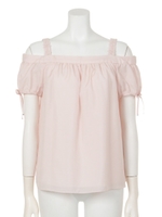 肩ひもレースオフショルブラウス/ベビーピンク