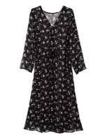 楊柳フラワーシフォンガウンワンピース/ブラック1(011)