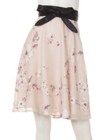 モノトーンフラワーオパールスカート/グレイッシュピンク