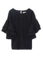 ラッフルスリーブプルオーバー/ブラック