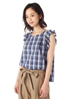 チェックブラウス/ブルーチェック1(111)