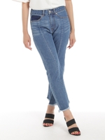 ランダムカットストレートデニム/ブルー