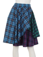 TO STACK CHECK SKIRT/BLUE×GREEN×NAVY