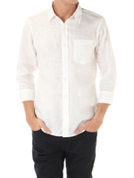 【AZUL by moussy】リネン七分袖シャツ/WHT