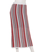 【Ca】マルチストライプニットスカート/レッド