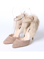 【EVOL】BABY PURE ファーポインテッドパンプス BJ23245/ベージュスエード