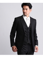 【撥水】シャイニーシャドーストライプシングルジャケット/ネイビー(394)