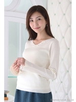 Ａ／Ｎ／ＰＵフレアースリーブＶチョーカーニット/グレー