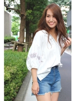 カラミエスニックブラウス/ホワイト(030)