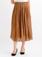 グロッシーサテンロングスカート/レッド