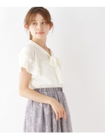 【WEB限定プライス】シフォンボウタイブラウス/ブルー系(095)