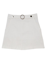 リングベルト付きデニムスカート/ホワイト